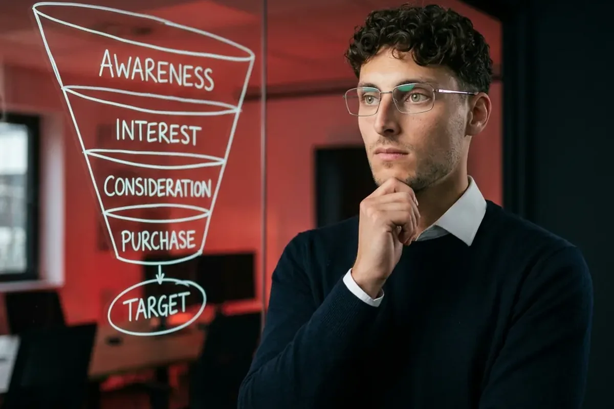 Salesfunnel met fases van awareness tot aankoop